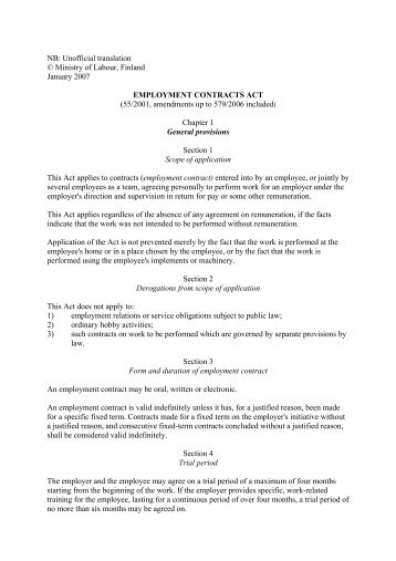 Employment Contracts Act/No. 55 - Finlex