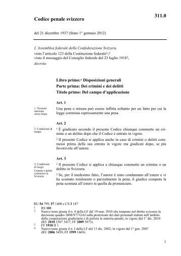 Codice penale svizzero 311.0 - CH