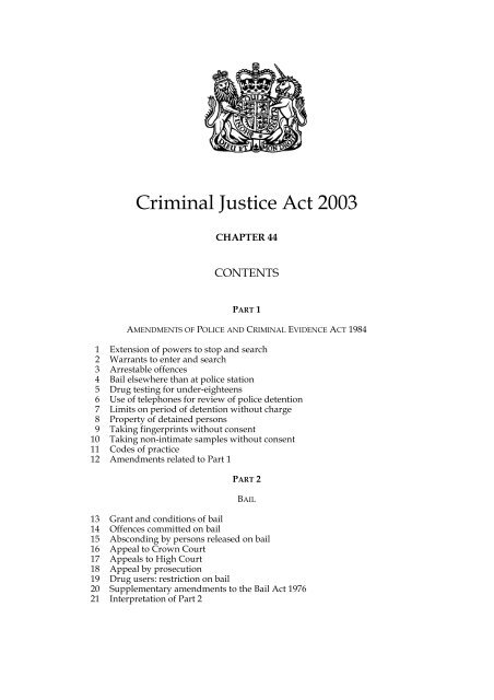 Criminal Justice Act 2003 Legislationline