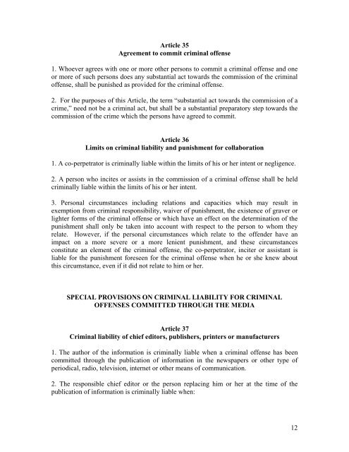 Criminal Code of Kosovo - Legislationline