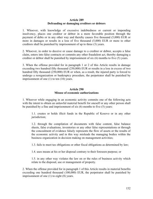 Criminal Code of Kosovo - Legislationline