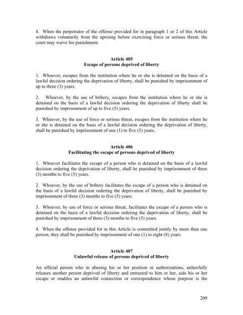 Criminal Code of Kosovo - Legislationline