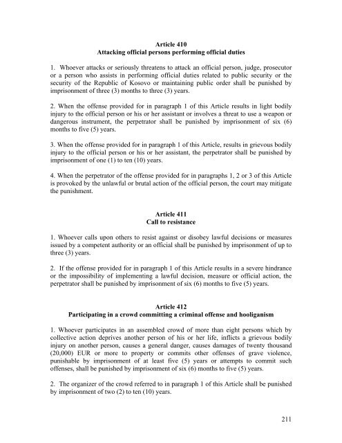 Criminal Code of Kosovo - Legislationline