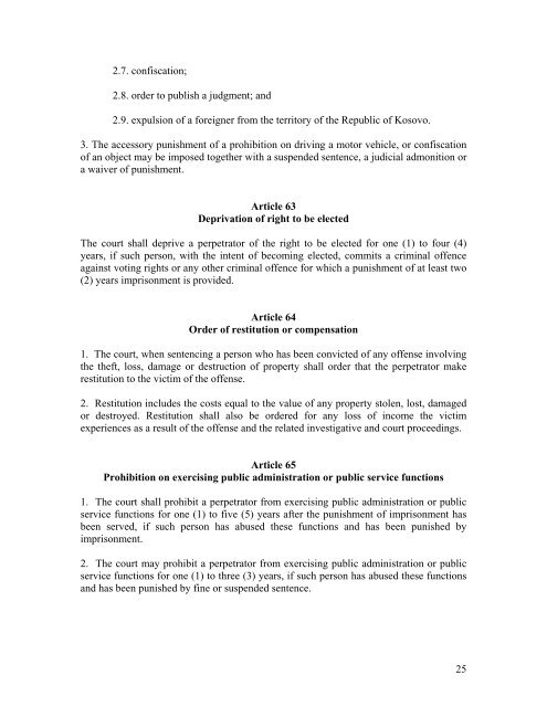 Criminal Code of Kosovo - Legislationline