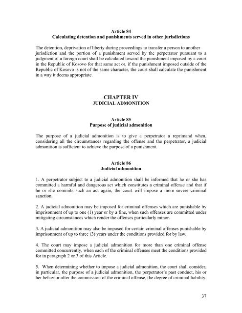 Criminal Code of Kosovo - Legislationline