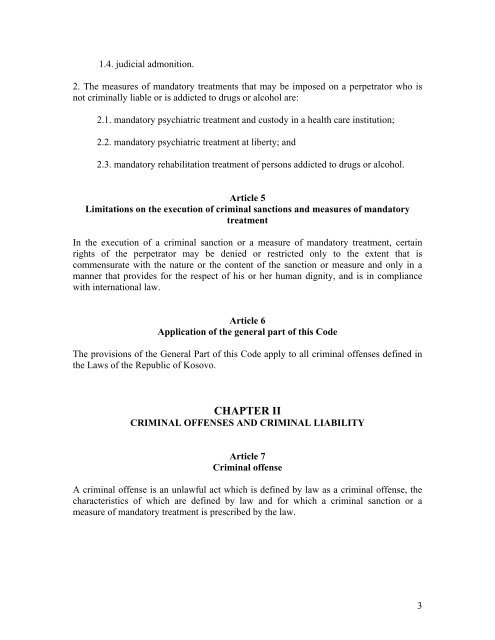 Criminal Code of Kosovo - Legislationline