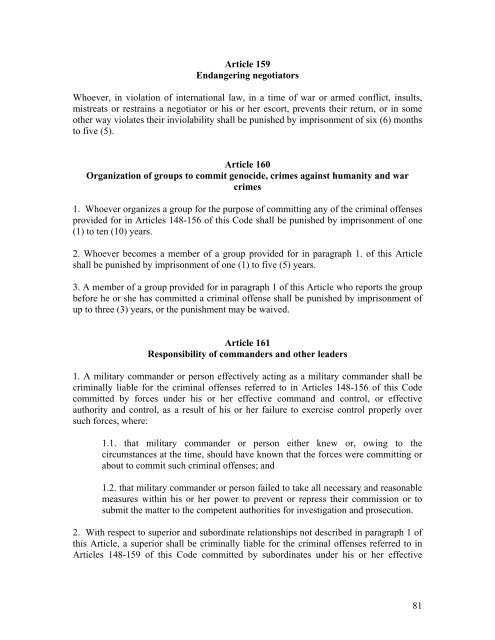 Criminal Code of Kosovo - Legislationline