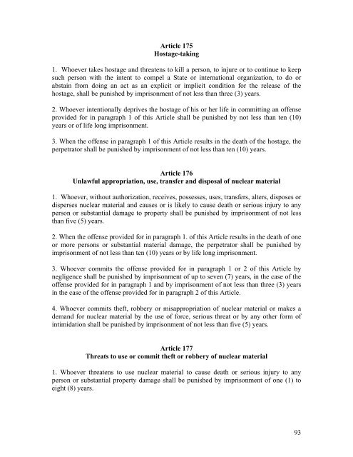 Criminal Code of Kosovo - Legislationline