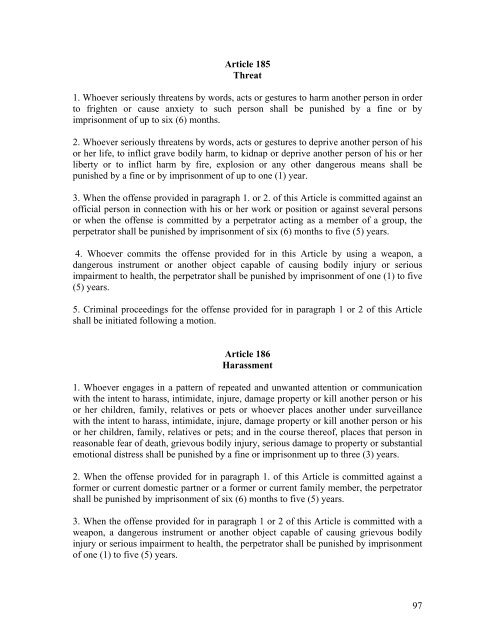 Criminal Code of Kosovo - Legislationline