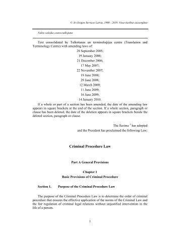 LV Criminal procedure law 1 - Legislationline