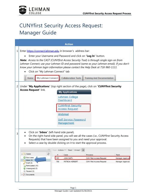 Cunyfirst Security Access Request Manager Guide