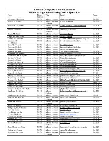 09Spring_MHSE_Adjunct+ - Lehman College - CUNY