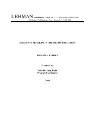 Counselor Education 2008 Program Report (PDF) - Lehman ...