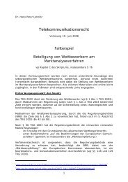 Fallbeispiel - Rechtsfragen der elektronischen Kommunikationsnetze