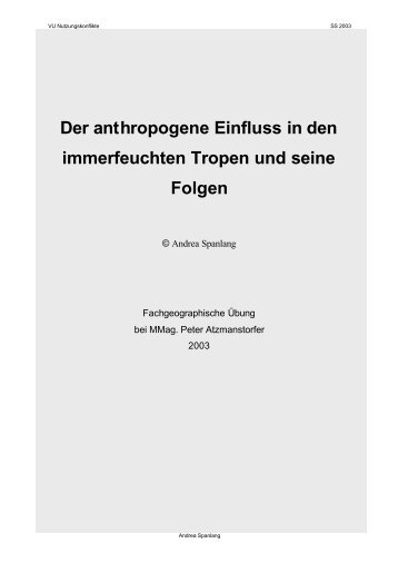 Tropen - anthrop Einfluss - Lehrer