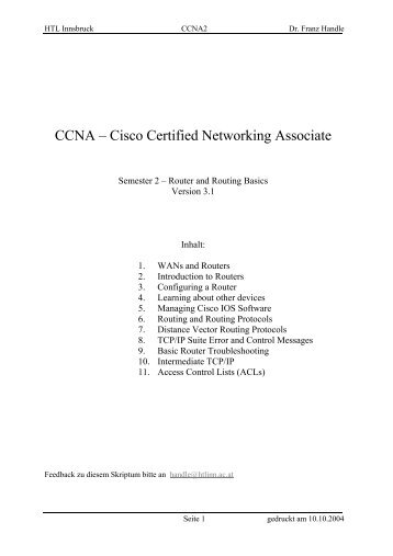 CCNA ? Cisco Certified Networking Associate - lehrer