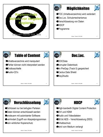 Möglichkeiten Table of Content Doc.Loc. Verschlüsselung ... - lehrer