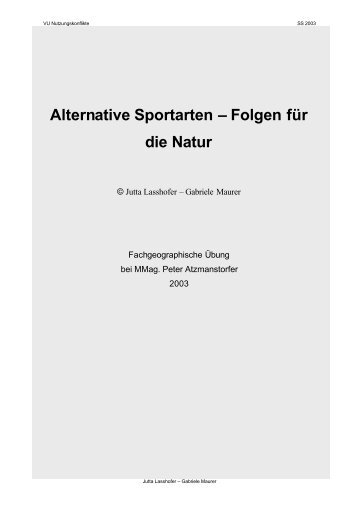 Alternative Sportarten und Umwelt