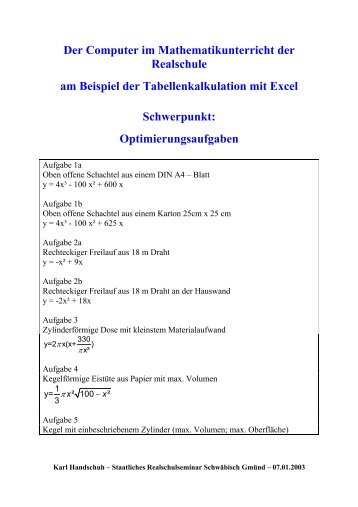 Optimierungsaufgaben