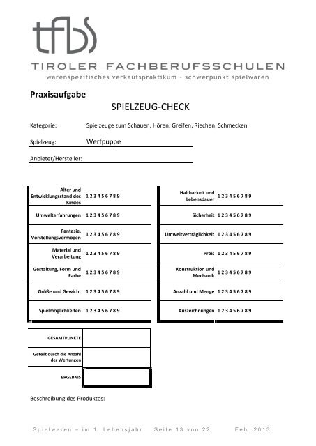 Spielwaren im 1. Lebensjahr