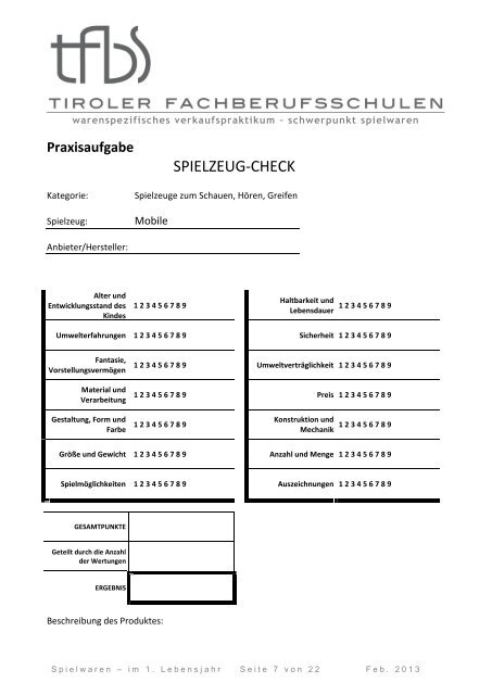 Spielwaren im 1. Lebensjahr