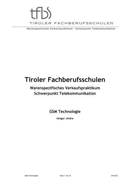 Tiroler Fachberufsschulen Warenspezifisches Verkaufspraktikum ...