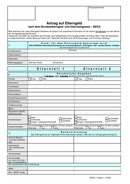 Antrag Auf Elterngeld Leins Seitz