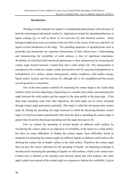 Determination of Contact Angle from Contact Area of Liquid Droplet ...