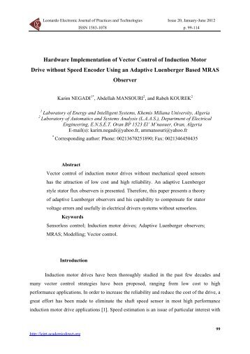 Hardware Implementation of Vector Control of Induction Motor Drive ...