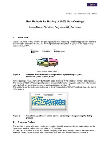New Methods for Matting of 100% UV ? Coatings ... - RadTech Europe