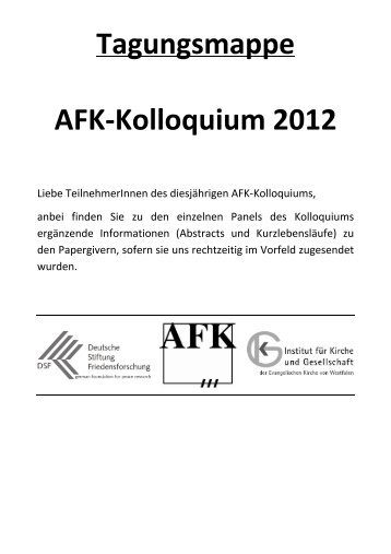 Tagungsmappe AFK-‐Kolloquium 2012 - Arbeitsgemeinschaft für ...
