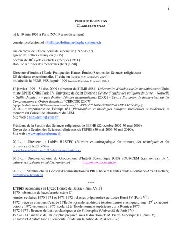 CV Hoffmann 26 février 2013 - Laboratoire d'Etudes sur les ...