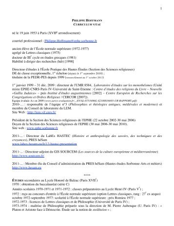 CV Hoffmann 26 février 2013 - Laboratoire d'Etudes sur les ...