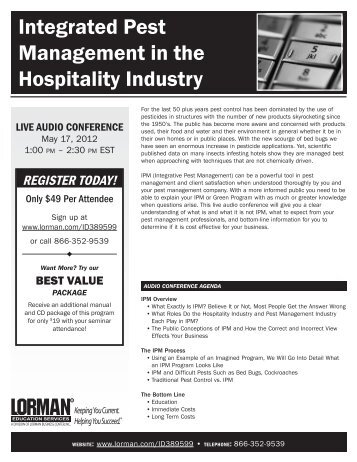 Integrated Pest Management in the Hospitality Industry