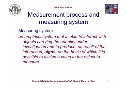 Giovanni Battista Rossi UNCERTAINTY SOURCES