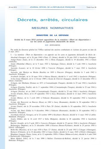 Journal officiel de la République française - N° 117 du 20 mai 2012