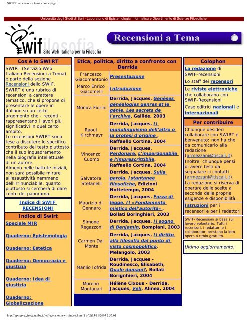 SWIRT - Swif - Università degli Studi di Bari