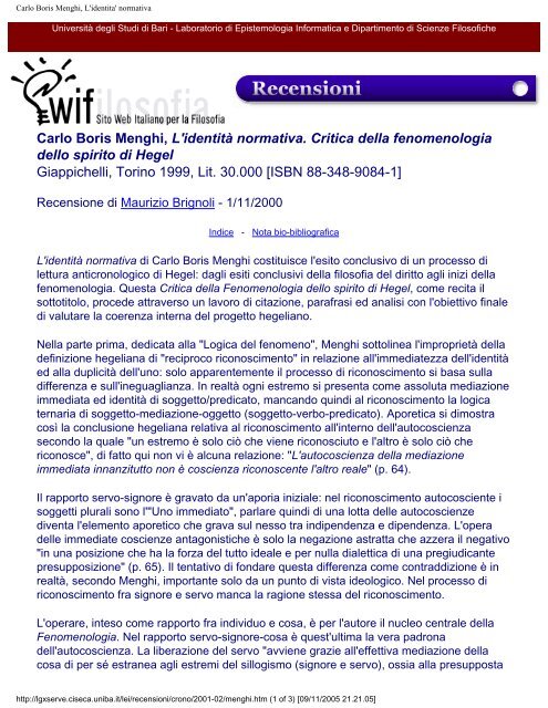 Comunitarismo e liberalismo - Swif - Università degli Studi di Bari
