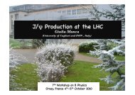 J/ψ Production at the LHC - LHCb - Cern