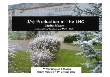 J/ψ Production at the LHC - LHCb - Cern