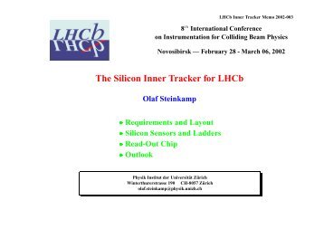 The Silicon Inner Tracker for LHCb - LHCb - CERN