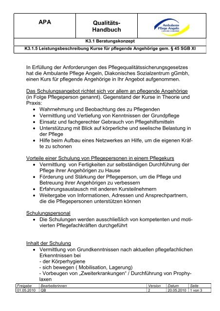 Apa Qualitats Handbuch Ambulante Pflege Angeln