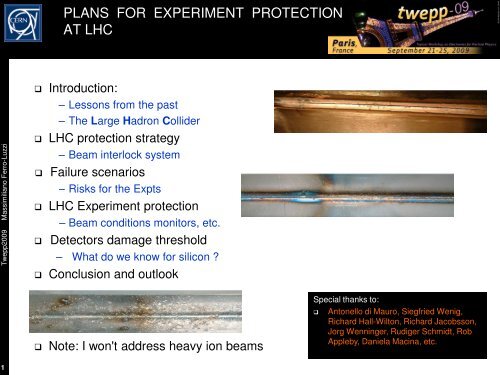 PLANS FOR EXPERIMENT PROTECTION AT LHC - LHCb - Cern