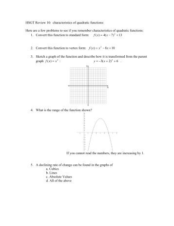 Characteristics of Quadratic Functions