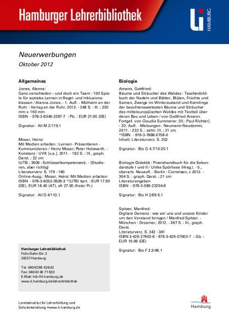 Oktober 2012 (PDF 205 KB) - Landesinstitut für Lehrerbildung und ...