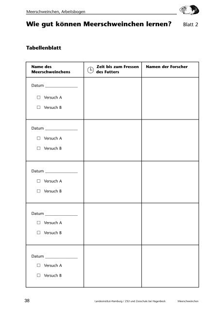 Meerschweinchen, Beobachten - Landesinstitut für Lehrerbildung ...