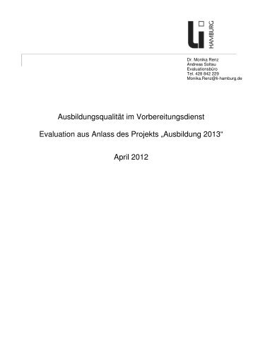 Ausbildungsqualität im Vorbereitungsdienst. Evaluation aus Anlass ...