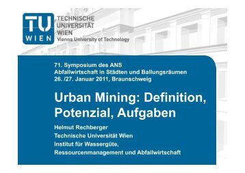 Urban Mining: Definition, Potenzial, Aufgaben - ANS eV