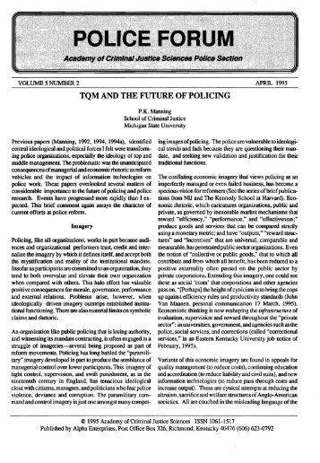 TQM AND THE FUTURE OF POLICING