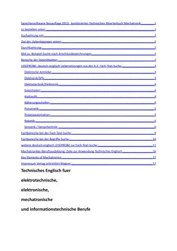 Leseprobe: Suche nach Fachtexten (Technisches Englisch fuer elektrotechnische elektronische mechatronische informationstechnische Berufe)